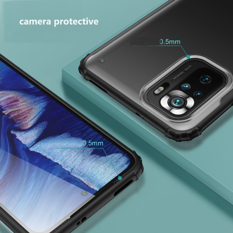 เคส Redmi Note 10S#เคสฝาหลังโปร่งแสงสีขุ่นขอบทึบ +TPU Hybrid Case