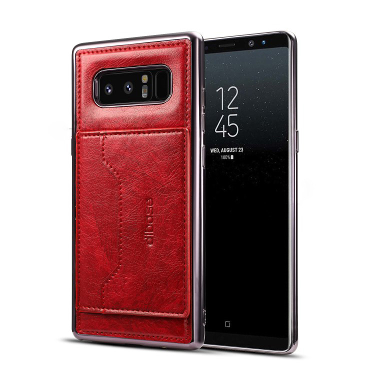 เคสSamsung Galaxy Note 8 #เคสฝาหลังTPU หุ้มหนัง PU เคลือบพร้อมช่องใส่การ์ดและเป็นขาตั้ง