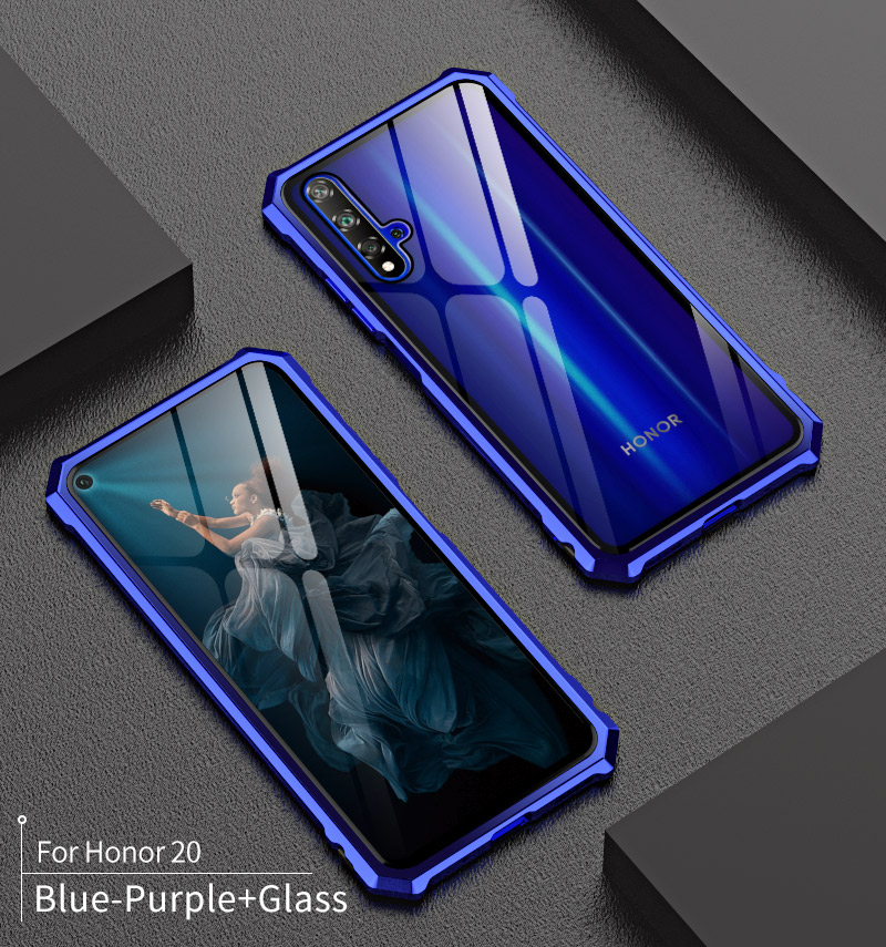 Case Huawei Nova 5T #เคสกรอบโลหะแผ่นหลังกระจกนิรภัยแข็ง Metal Frame + Glass Back Hard Cover