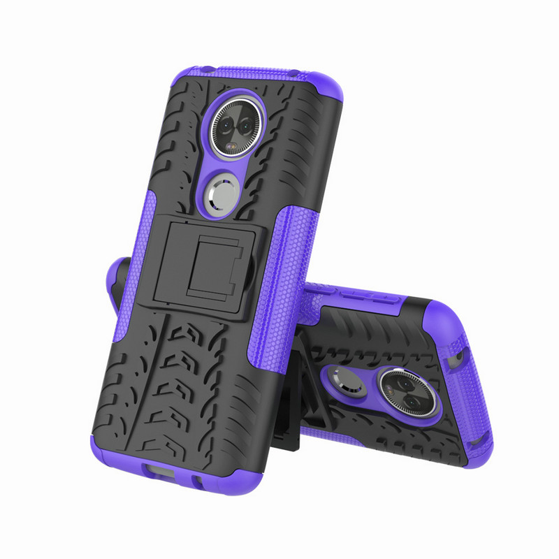 เคส Moto E5 Plus #เคสฝาหลังกันลื่น Cool Tyre Pattern Kickstand (PC + TPU)