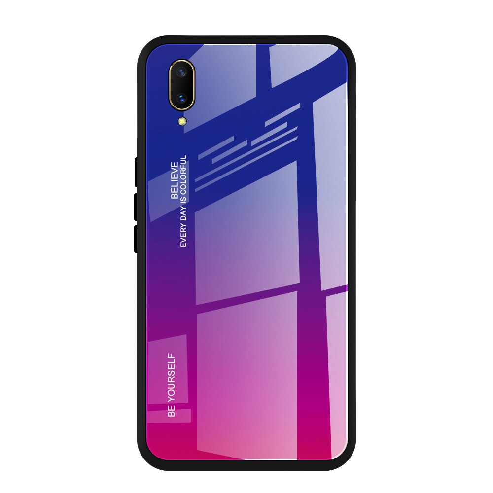 Case vivo V11 / V11 Pro #เคสฝาหลัง Gradient Color Glass + PC + TPU Hybrid Case