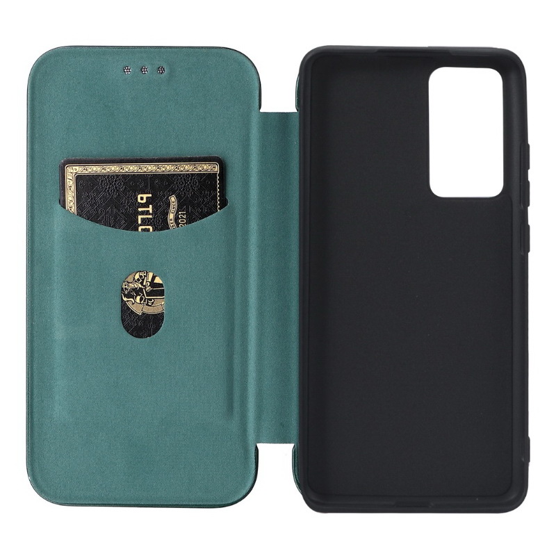 เคส Xiaomi 12 Pro #เคสฝาพับลายคาร์บอนไฟเบอร์มีช่องใส่การ์ด Carbon Fiber Wallet Card Slot Magnet Stand Phone Cover