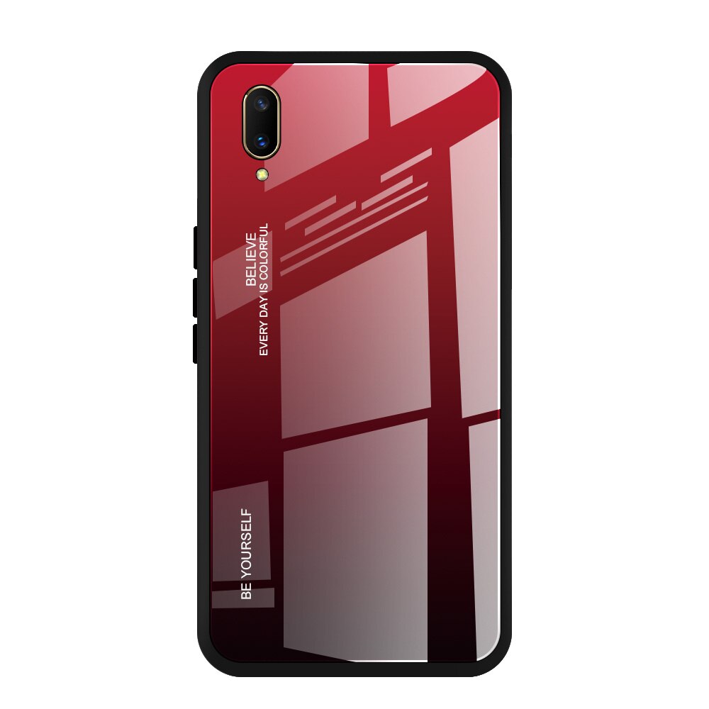 Case vivo V11 / V11 Pro #เคสฝาหลัง Gradient Color Glass + PC + TPU Hybrid Case