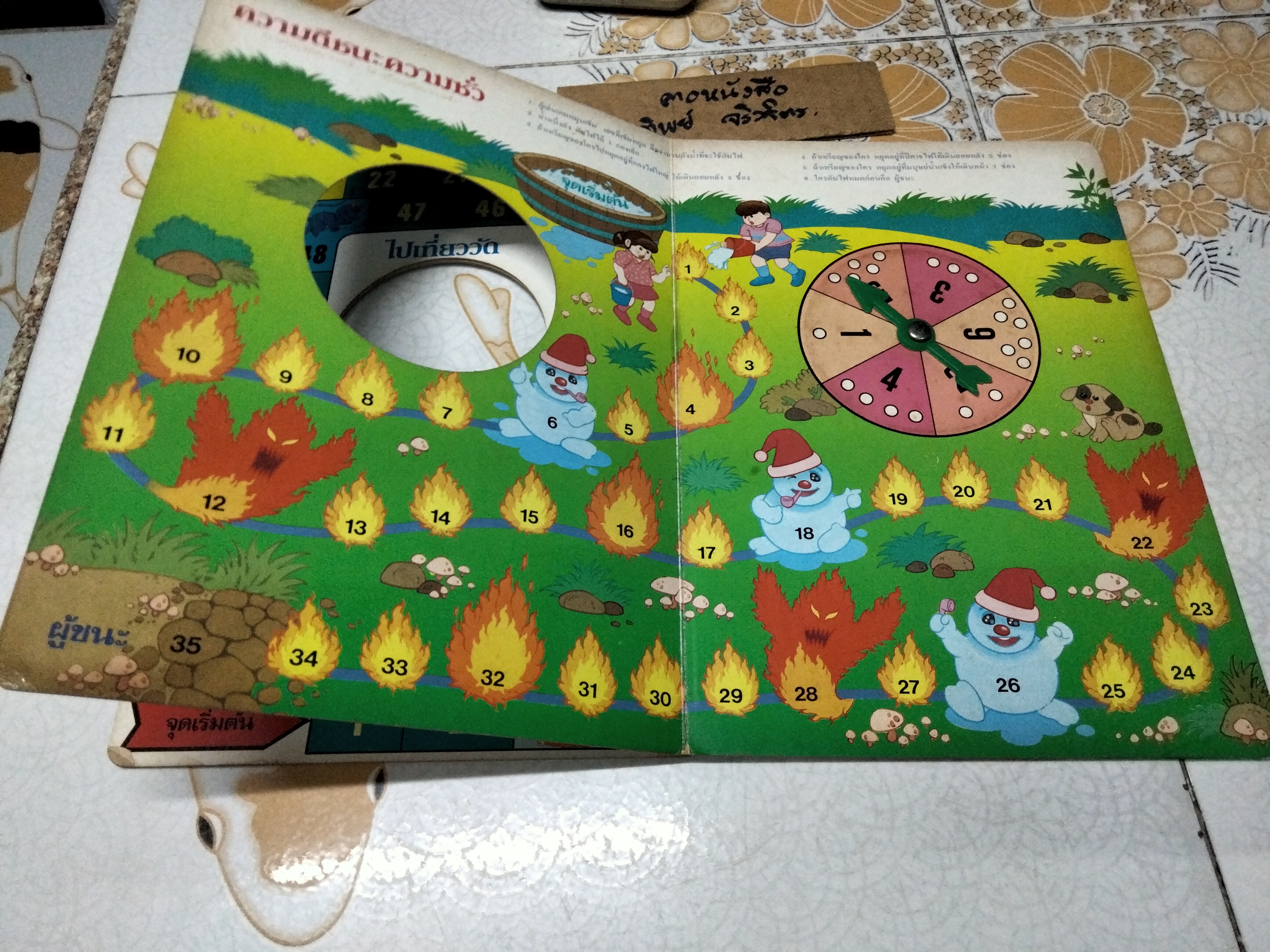 สนุกกับจริยธรรม - พรจันทร์ จันทวิมล ภาพโดย ประภาส สรณคมน์ / บอร์ดเกม ส่งเสริมจริยธรรม เล่นโดยการหมุนลูกศร (พิมพ์แรก ปี 2530)