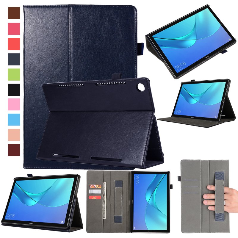Case Huawei MediaPad M5 Pro 10.8 นิ้ว #เคสฝาพับหนัง PU มีที่สวมนิ้ว Wallet Stand Leather Cover Shell with Elastic Band