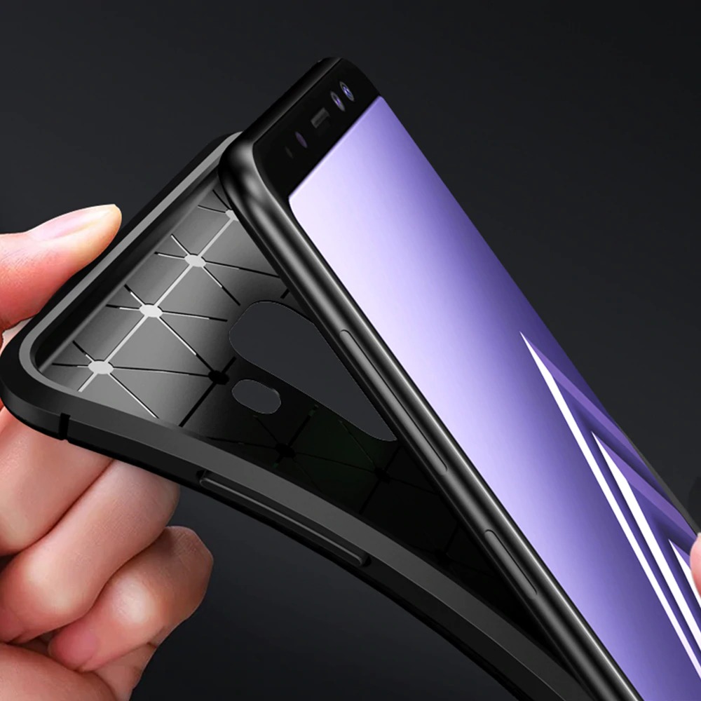 เคส Samsung Galaxy A8+ 2018 #เคสฝาหลังนิ่ม Carbon Fiber Anti-drop TPU Protection