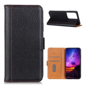Case Samsung Galaxy S21 Ultra 5G#เคสฝาพับหนังแยกผิวลิ้นจี่ แถบปิดแม่เหล็ก