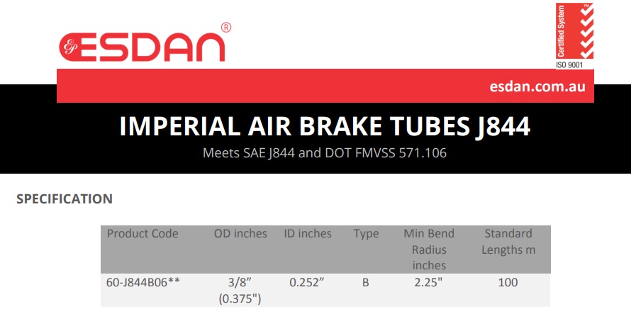 ท่อลมไนล่อน ESDEN airbrake 3/8 2ชั้น มีด้ายถัก สีแดง
