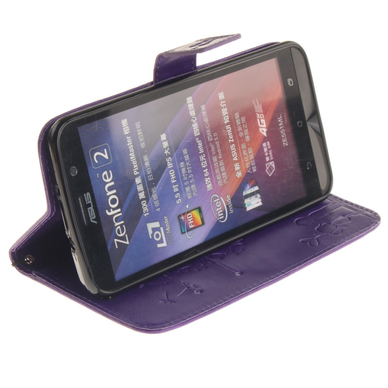 เคส Asus Zenfone 2 ZE550ML ZE551ML เคสหนังฝาพับปั้มลายลงบนปก มีสายคล้องข้อมือ สไตล์กระเป๋าสตางค์