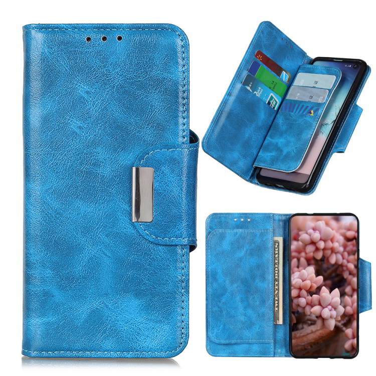Case OPPO Reno 4 Pro 5G #เคสแบบฝาพับหนัง PU ผิวหนังม้ามีช่องเสียบการ์ด 6 ช่อง Crazy Horse 6 Card Slots Leather