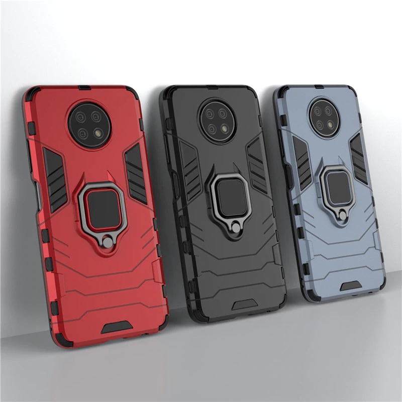เคส Redmi Note 9T 5G #เคสฝาหลังพลาสติกแข็ง +TPU Hybrid Case มีแหวนสวมนิ้วโลหะ
