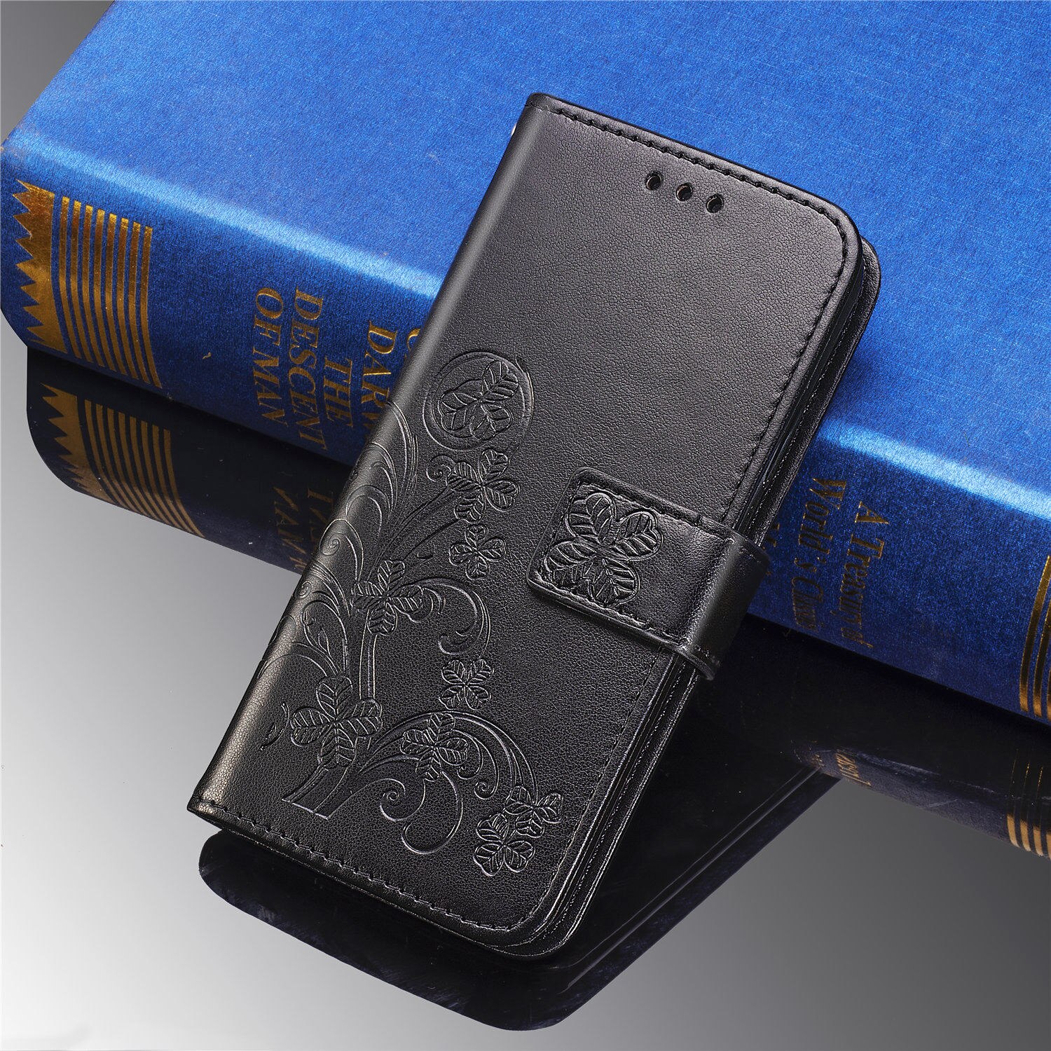 เคส Samsung Galaxy A42 5G #เคสแบบฝาพับมีช่องใส่บัตร Imprint Clover Pattern Leather Wallet