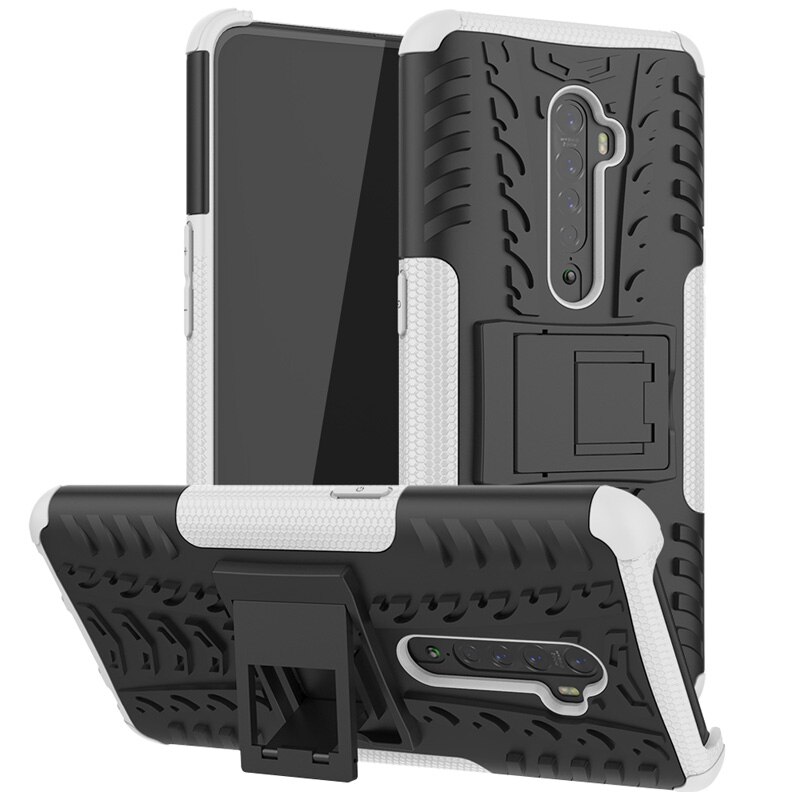 เคส OPPO Reno 2 #เคสฝาหลังกันลื่น Cool Tyre Pattern Kickstand (PC + TPU)