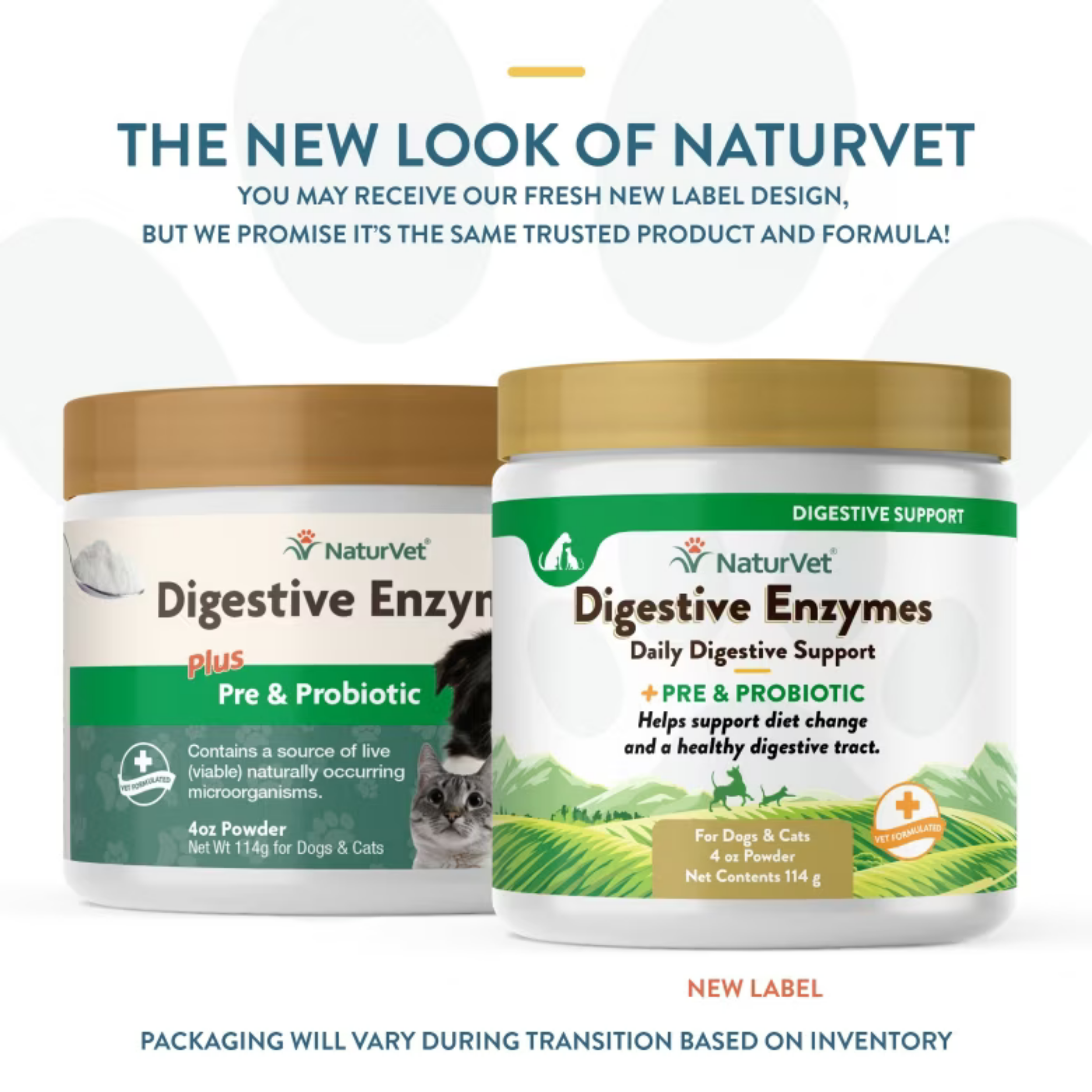 NaturVet® Digestive Enzymes + Pre & Probiotic for Dogs & Cats 114 g สำหรับสุนัขและแมว แบบผง