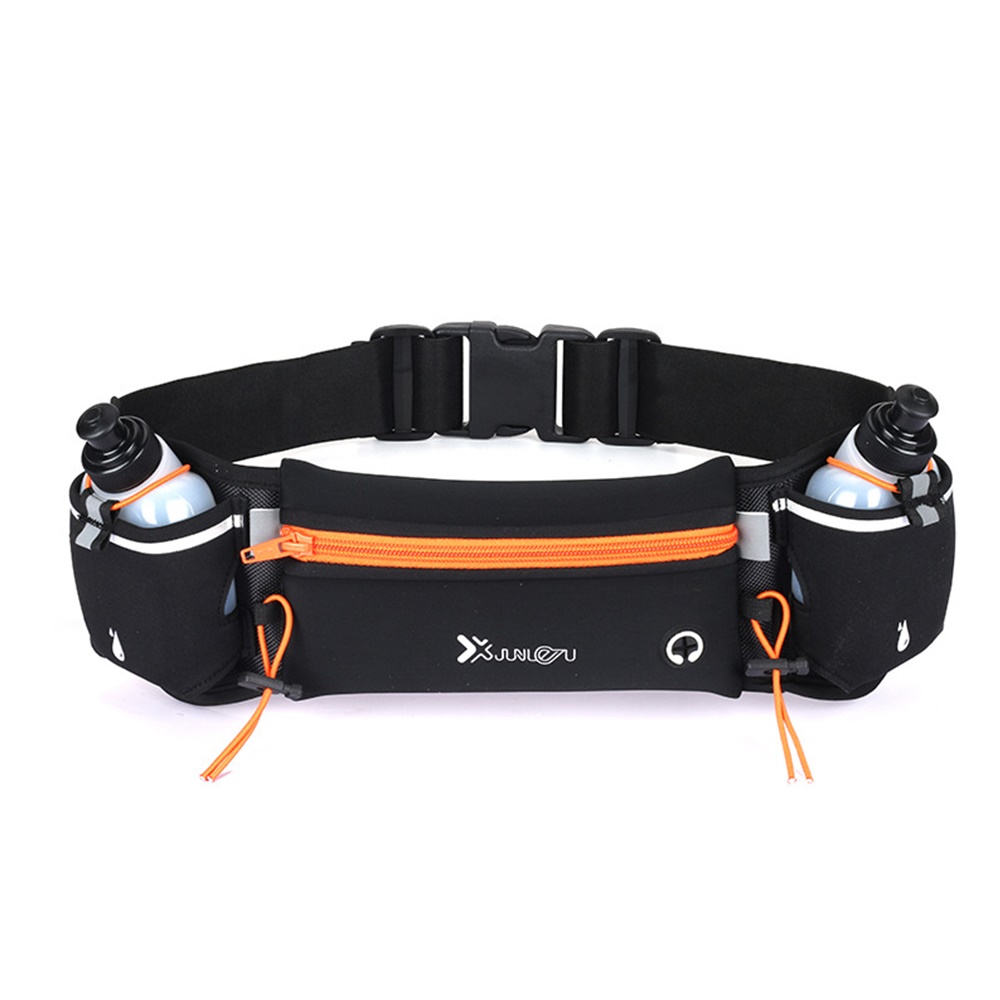 กระเป๋าคาดเอววิ่งออกกำลังกายใส่ขวดน้ำ 2 ขวด ติด BIB มีช่องเสียบหูฟัง (แถมฟรีขวดน้ำ 2 ขวดขนาด 175ML) (A27)