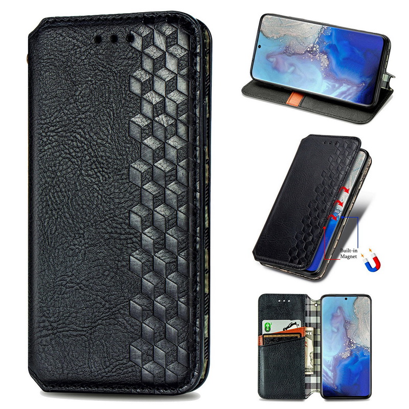เคส Samsung Galaxy S20 Ultra / S20 Ultra 5G #เคสฝาพับแบบกระเป๋าสตางค์ Magnetic Flip Wallet Bracket Leather Lattice TPU Phone Case