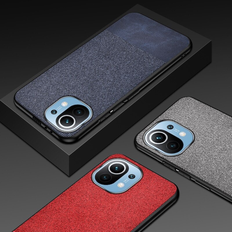 เคส Xiaomi Mi 11 #เคสฝาหลังรูปแบบ Cloth Texture PU Leather + TPU
