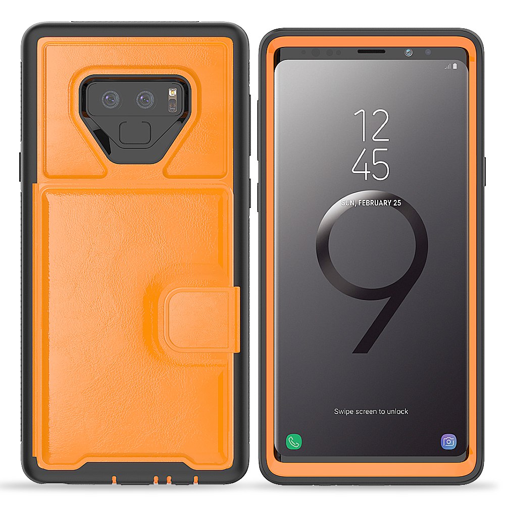 เคส Samsung Galaxy Note 9 N960 #เคสฝาหลังไฮบริดเชลล์พร้อมขาตั้ง TPU + PC เคลือบหนัง PU