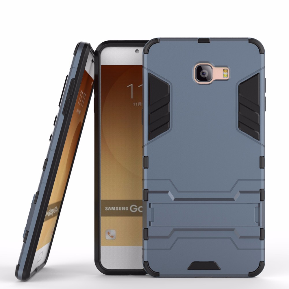 Case Samsung Galaxy C9 Pro #เคสฝาหลังกันกระแทก Hybrid TPU+PC มีขาตั้งในตัว