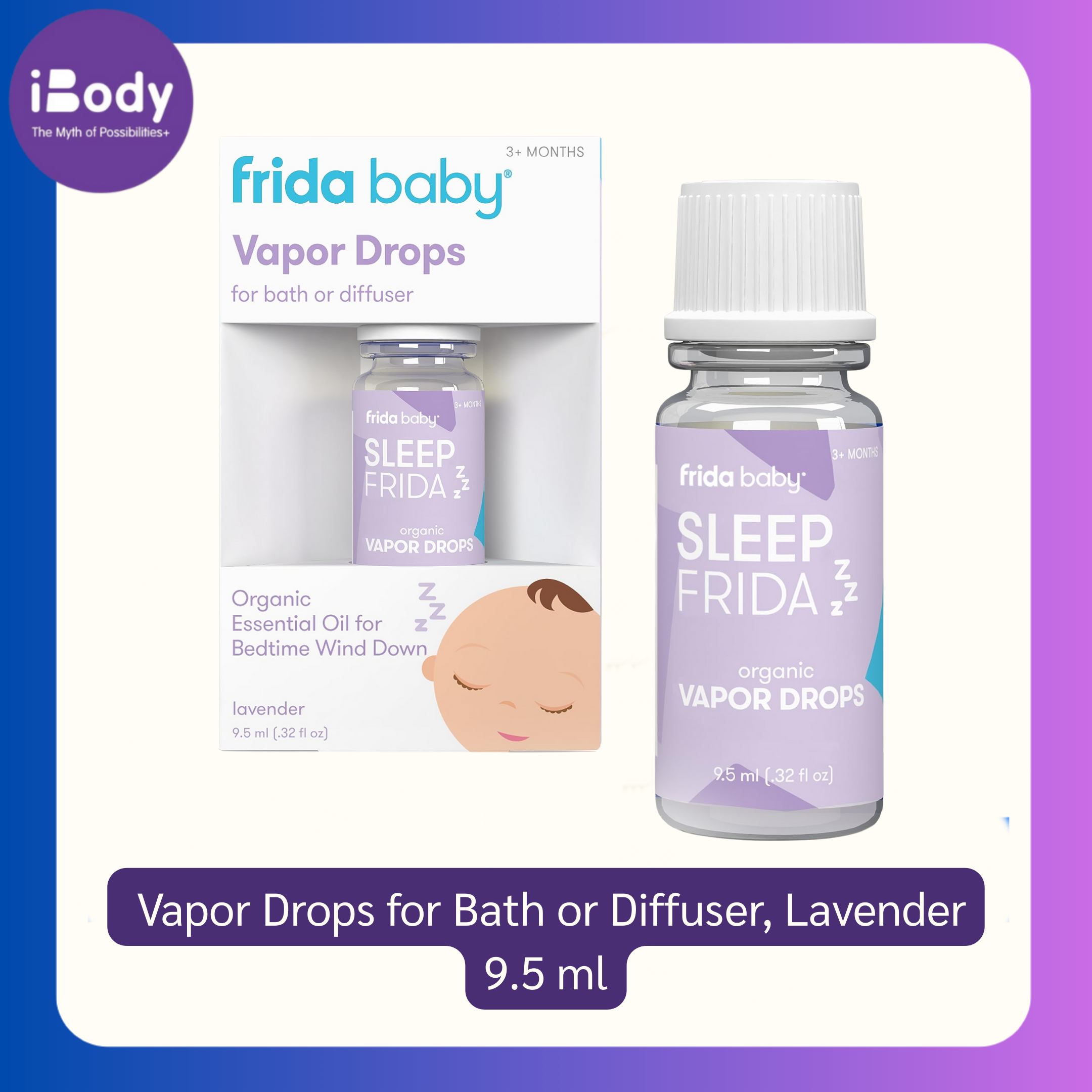 น้ำมันหอมระเหย ใช้ภายนอก สำหรับเด็ก กลิ่นลาเวนเดอร์ Vapor Drops for Bath or Diffuser, Lavender 9.5 ml (FridaBaby®) ใช้หยดในอ่างน้ำ เครื่องทำไอระเหย