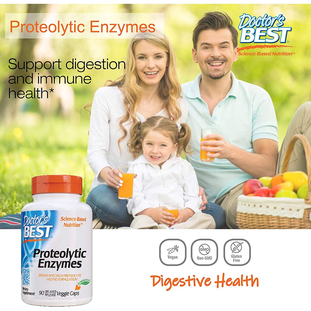 Doctor's Best® Proteolytic Enzymes 90 Delayed Release Veggie Caps เอนไซม์ สนับสนุนระบบการย่อยอาหารและการเผาผลาญ