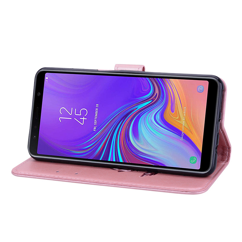Case Samsung Galaxy A7 (2018) #เคสฝาพับหนัง PU ลายดอกกุหลาบแบบกระเป๋าสตางค์ Imprinted Rose Leather
