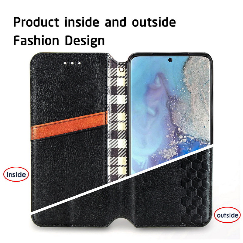 เคส Samsung Galaxy S20 Ultra / S20 Ultra 5G #เคสฝาพับแบบกระเป๋าสตางค์ Magnetic Flip Wallet Bracket Leather Lattice TPU Phone Case