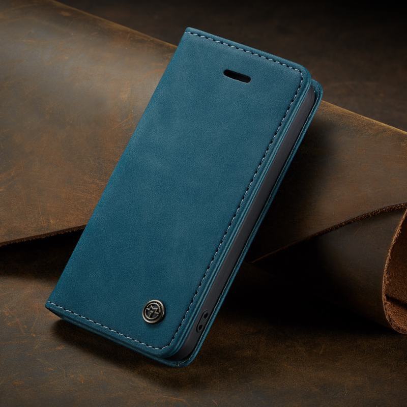 Case iPhone 13 Pro Max#เคสฝาพับ สไตล์ย้อนหนัง PU มีช่องเสียบการ์ด
