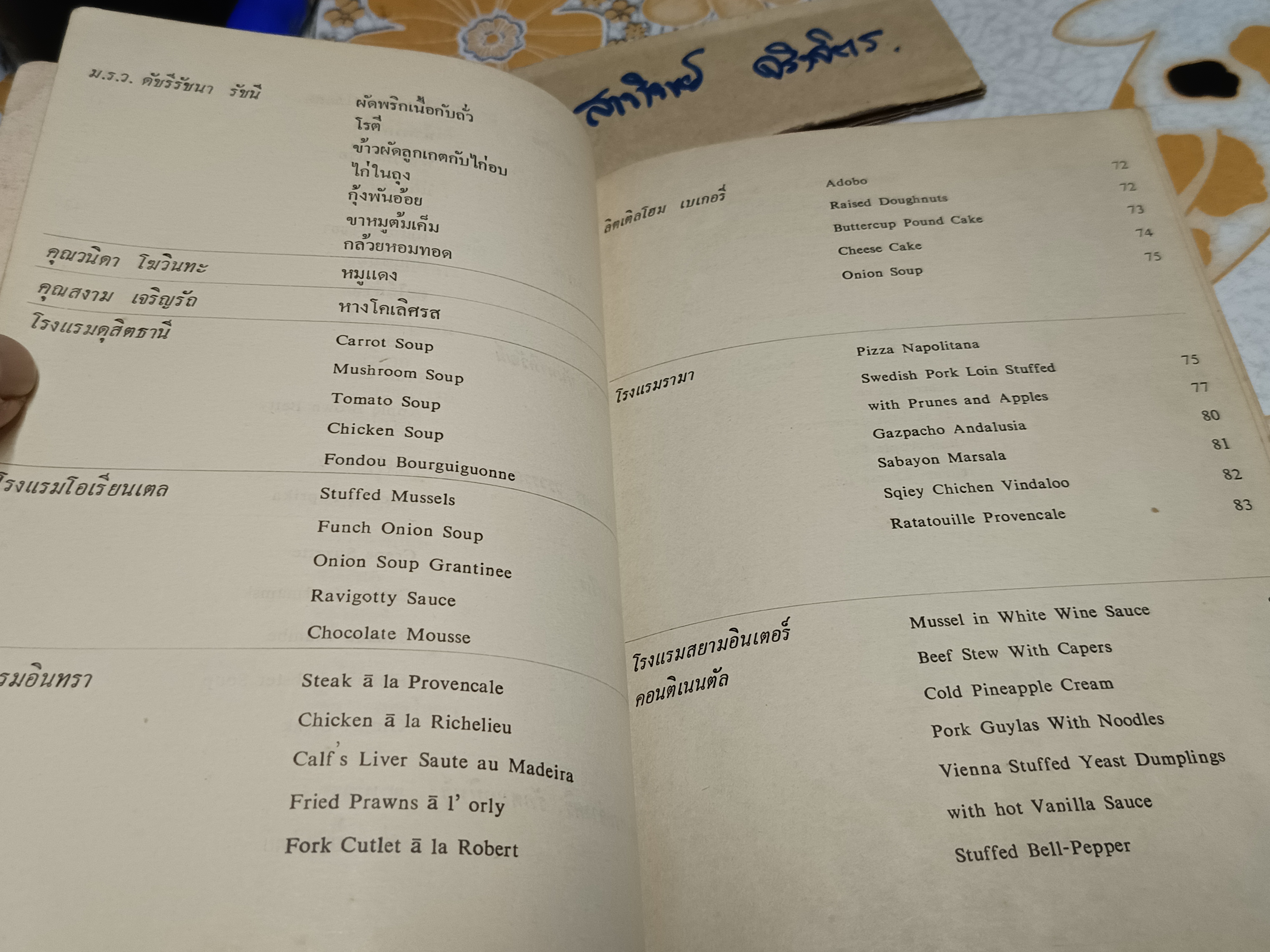 แม่บ้านเชิญชิม ตำราอาหาร จัดทำโดย มูลนิธิแม่บ้านอาสา พิมพ์ปี พ.ศ 2517 (ช่วงหลังเป็นตำราภาษาอังกฤษ) **สินค้าหมด**