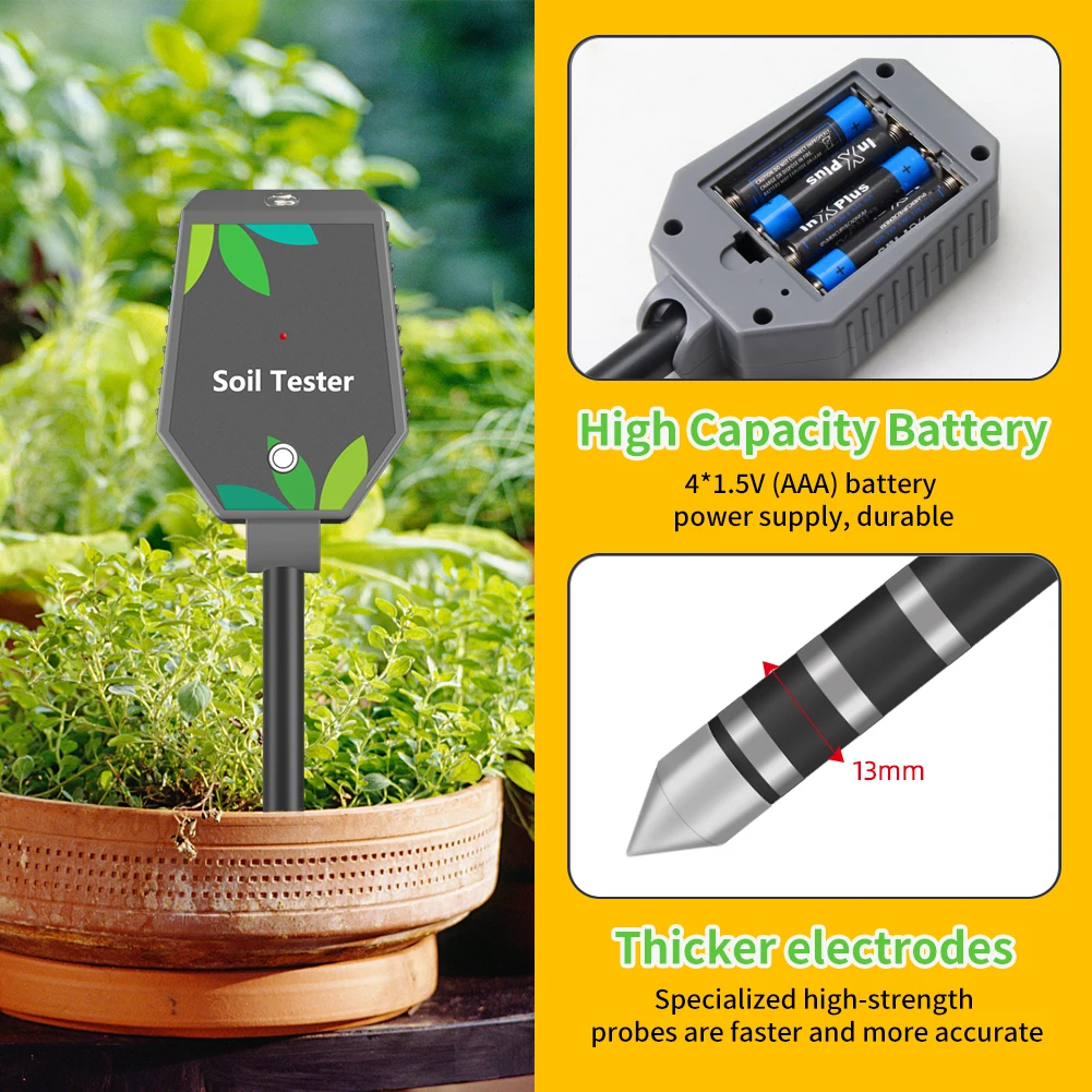 เซ็นเซอร์วัดค่าในดิน 6 IN 1 Multifunction Soil Meter Digital Ph Tester EC/Light/Moisture/Fertility Tester