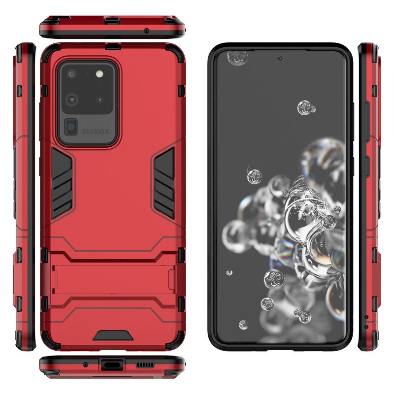 เคส Samsung Galaxy S20 Ultra / S20 Ultra 5G #เคสฝาหลังพลาสติก ไฮบริด TPU + Kickstand