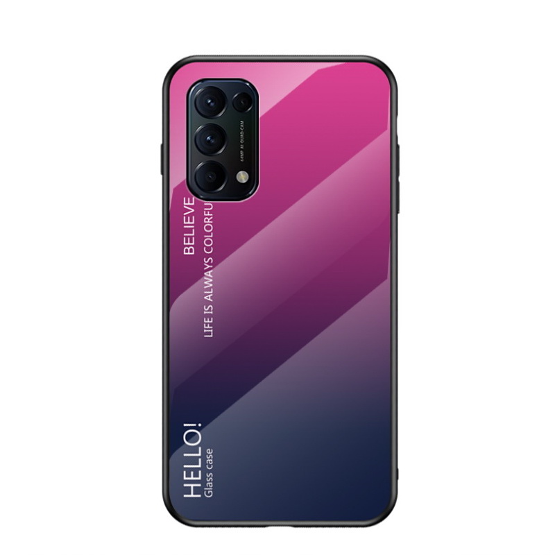 เคส OPPO Reno 5 Pro 5G #เคสฝาหลัง Gradient Color Glass + PC + TPU Hybrid Case