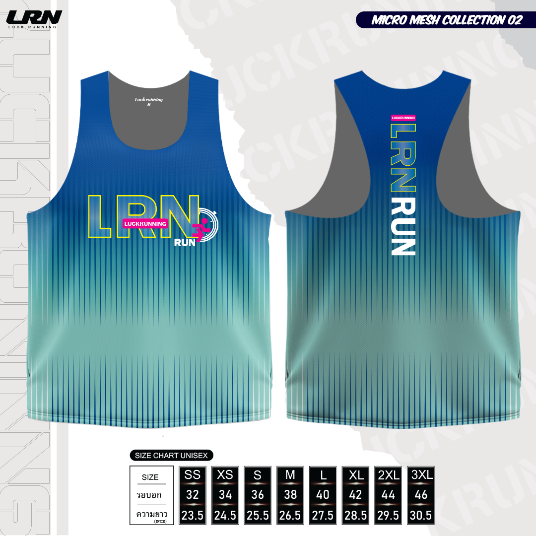 เสื้อวิ่งพิมพ์ลายกล้าม LRN Collection 02 เนื้อผ้า Micro Mesh สำหรับวิ่งมาราธอน (MM11-01)