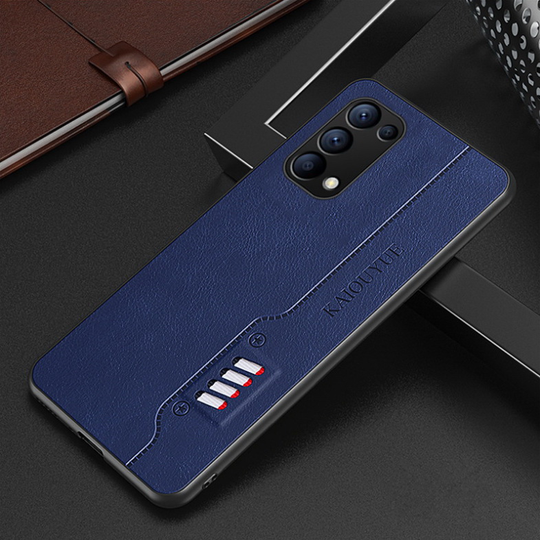 เคส OPPO Reno 5 Pro 5G #เคสฝาหลังเคลือบหนัง PU Leather Protective Sleeve Comprehensive Camera Protection
