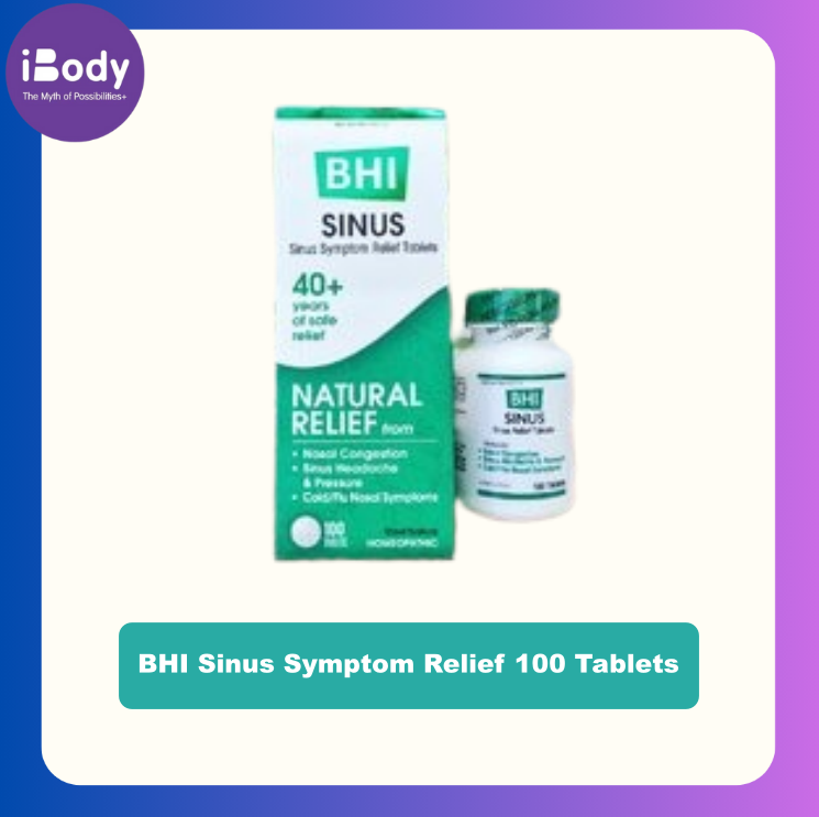 บรรเทาอาการไซ นัส อาการหวัด คัดจมูก BHI Sinus Symptom Relief 100 Tablets (MediNatura®)