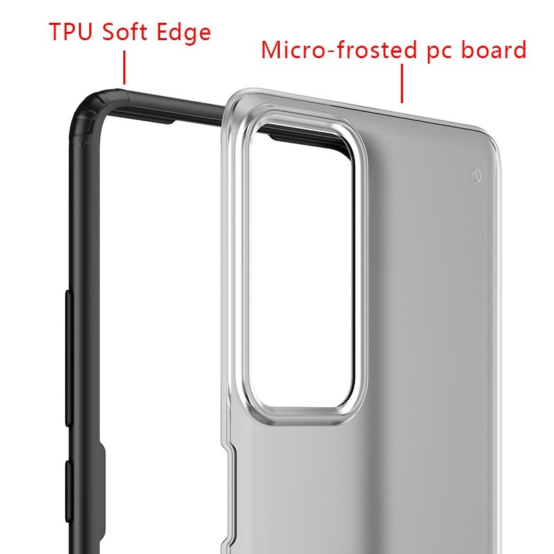 เคส Xiaomi 12 #เคสฝาหลังโปร่งแสงสีขุ่นขอบทึบ +TPU Hybrid Case