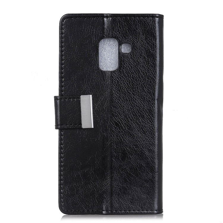 เคส Samsung Galaxy A8+ (2018) #เคสฝาพับสไตล์กระเป๋าสตางค์หนัง PU Metal Magnetic Clasp Crazy Horse ผิวหนังม้าปิดแม่เหล็ก