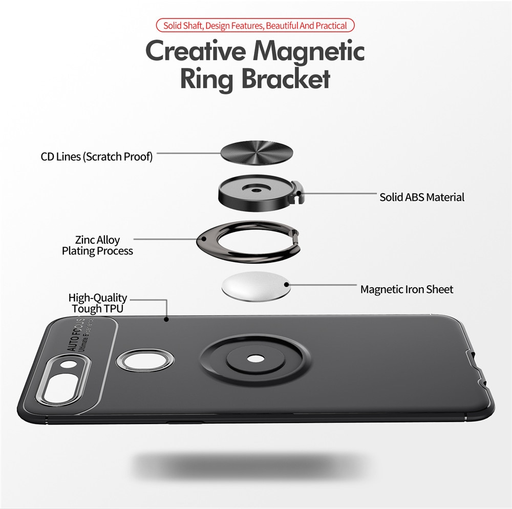 Case Xiaomi Mi 8 Lite TPU #เคสฝาหลังมีแหวนสวมนิ้ว Finger Ring Kickstand (Built-in แผ่นโลหะ)