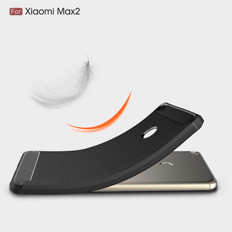 เคส Xiaomi Mi Max 2 #เคสตกแต่งคาร์บอนไฟเบอร์ ผิวขัดแปรง Brushered TPU Back Case