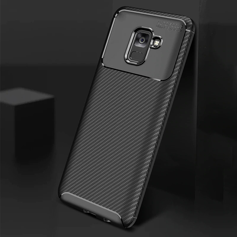 เคส Samsung Galaxy A8+ 2018 #เคสฝาหลังนิ่ม Carbon Fiber Anti-drop TPU Protection