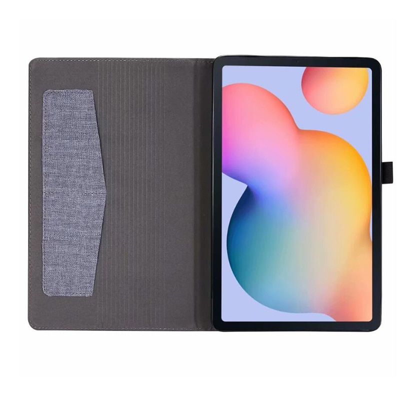 เคส Samsung Galaxy Tab S6 Lite 10.4 SM-P610 P615 P617 #เคสฝาพับหนัง PU ผิวผ้าพับตั้งได้ Cloth Leather Wallet