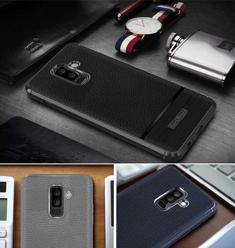 Case Samsung Galaxy J8 (2018) #เคสฝาหลัง TPU นิ่มผิวลิ้นจี่กันลื่นคุณภาพดีราคาถูก
