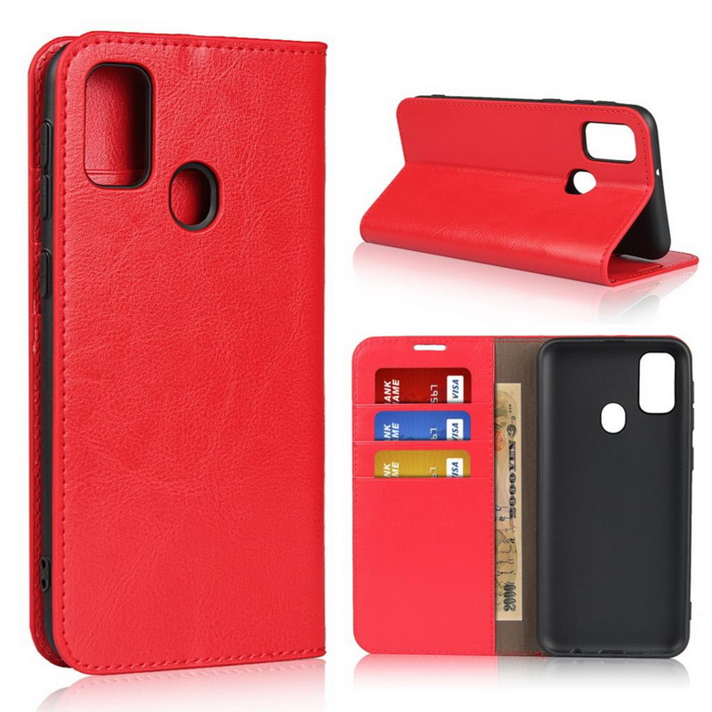 Case Samsung Galaxy M21 #เคสฝาพับหนังแท้แบบกระเป๋าสตางค์คุณภาพดี Crazy Horse Genuine Leather Cover