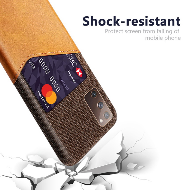 เคส Samsung Galaxy S20 FE / S20 FE 5G #เคสฝาหลัง Hybrid Protective มีช่องเสียบการ์ด Card Slot PC + PU Leather + Cloth