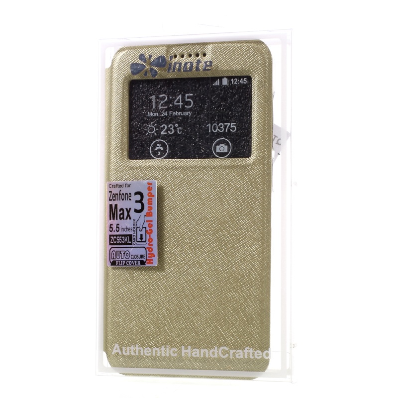 Case Asus Zenfone 3 Max ZC553KL เคสหนังฝาพับมีช่องวิว Cross Texture Leather Stand Flip Phone Cover