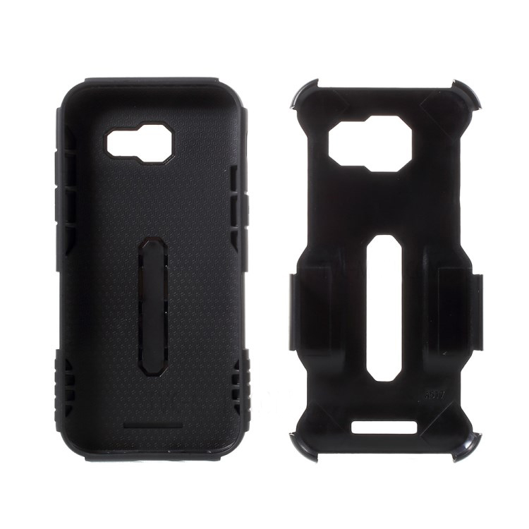 Case Samsung Galaxy A7 2017 #เคสกันกระแทก Plastic + TPU Hybrid มีขาตั้ง #สีดำ พร้อมส่ง