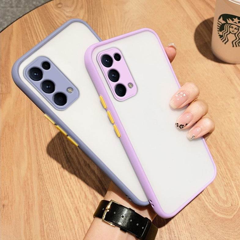 เคส OPPO Reno 5 / Reno 5 5G #เคสฝาหลังขอบซิลิโคนิ่ม Fashion Color Liquid Frame Anti-fall Phone Case