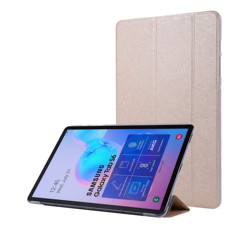 Case Samsung Galaxy Tab S6 10.5 SM-T860 SM-T865 #เคสฝาพับหนัง PU พับสามพับ Silk Texture Leather Stand Case