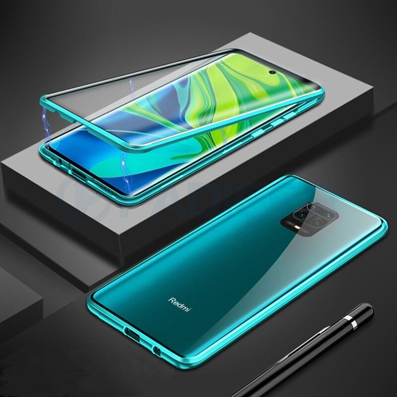 เคส Redmi Note 9 Pro/Redmi Note 9S #เคสฝาครอบกระจกขอบโลหะดูดซับแม่เหล็ก Fully Protection Magnetic Adsorption Glass Metal Phone Protective