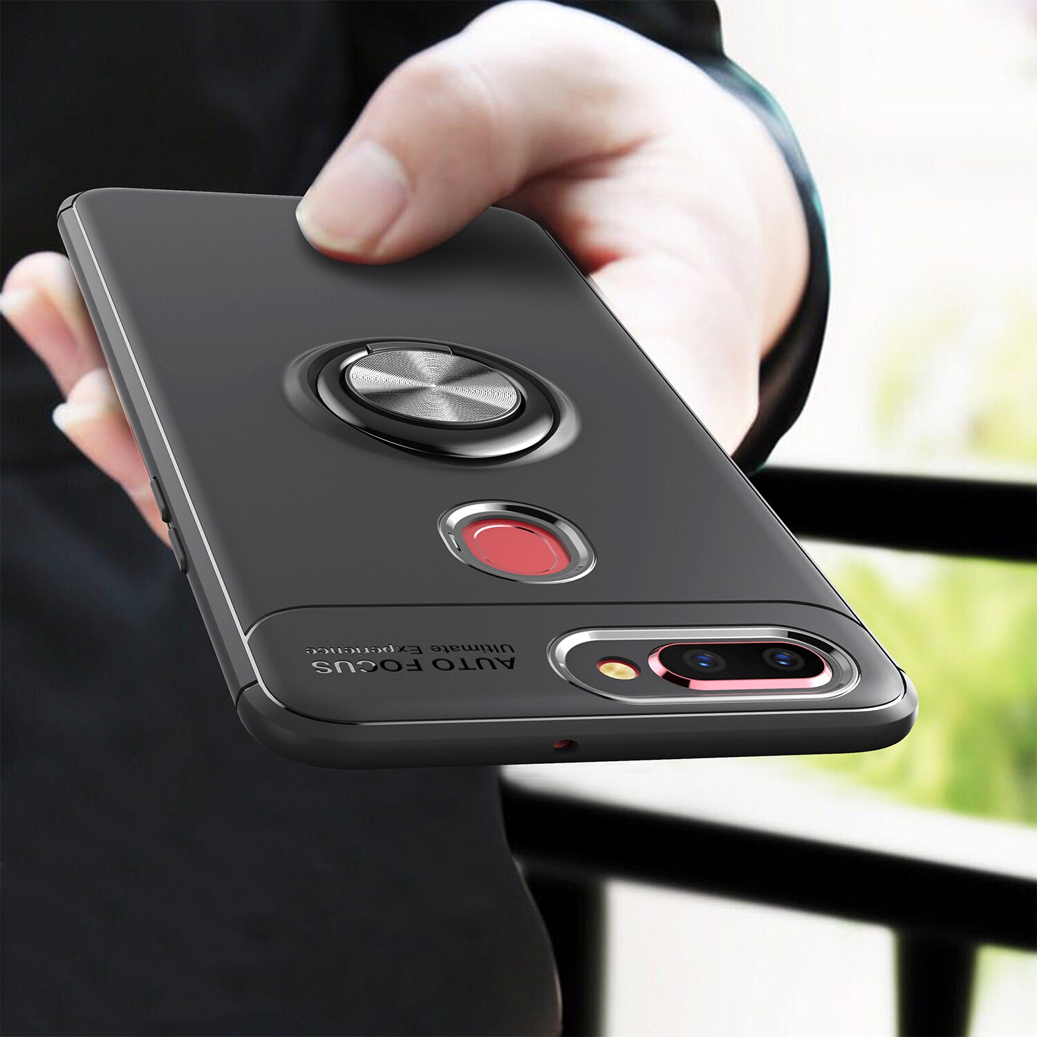 Case OPPO A7 / A5s / AX5s #เคสฝาหลัง TPU Finger Ring Kickstand (แผ่นโลหะแบบ Built-in)